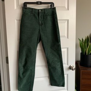 american eagle dark green corduroy mom jean